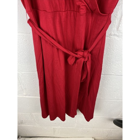ADRIANNA PAPELL Women’s JERSEY DRESS Morcan Ruby Faux Wrap Dress Red Sz 16 - Picture 10 of 11